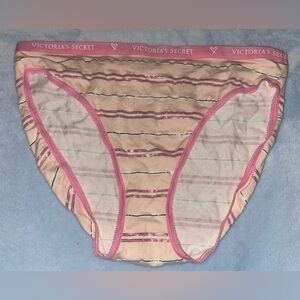 Victoria's Secret Striped Bikini Underwear Pink L